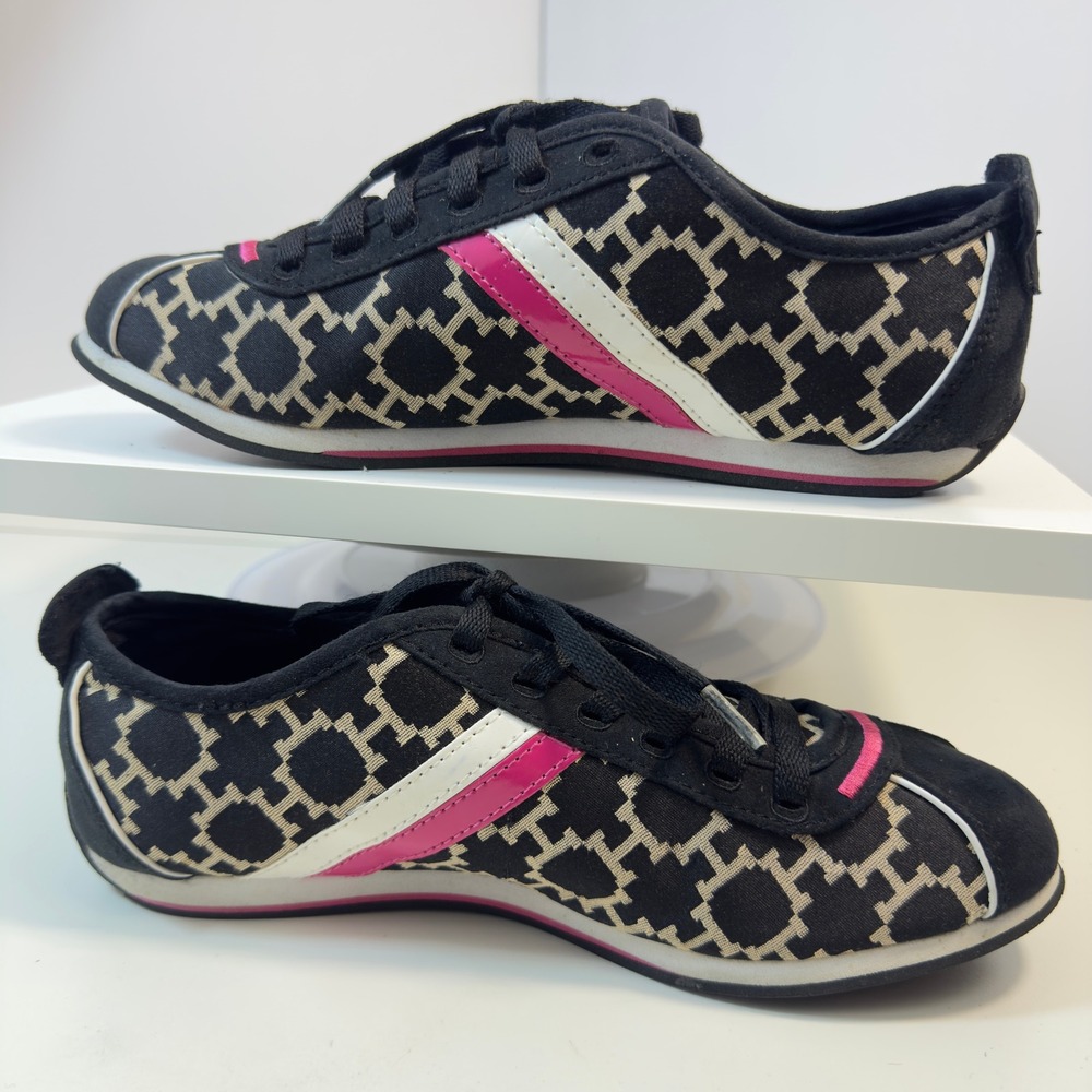 Tommy Hilfiger TWPRINCESS Sneakers Womens 7M Black Pink Monogram Logo Lace Up - Picture 14 of 16